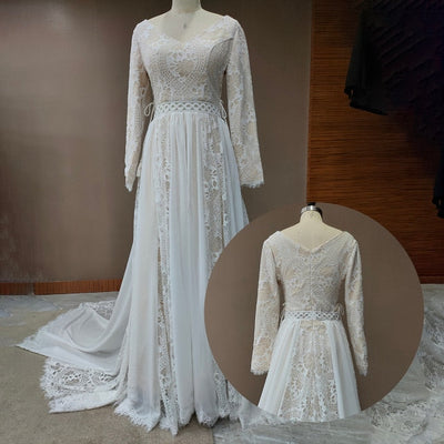 Chiffon Beach Boho Elopement Photoshoot Wedding Dress Boho Wedding Dresses BlissGown 