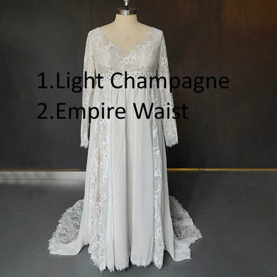 Chiffon Beach Boho Elopement Photoshoot Wedding Dress Boho Wedding Dresses BlissGown Champagne Empire Custom Size 50cm