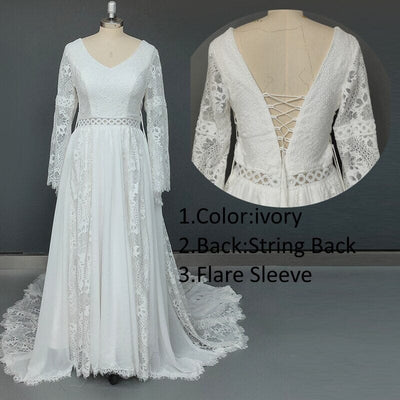 Chiffon Beach Boho Elopement Photoshoot Wedding Dress Boho Wedding Dresses BlissGown Ivory String Back Custom Size 50cm
