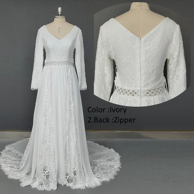 Chiffon Beach Boho Elopement Photoshoot Wedding Dress Boho Wedding Dresses BlissGown Ivory Zipper Custom Size 50cm