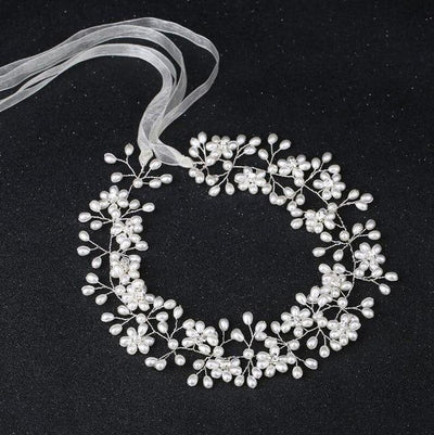 Crystal Rhinestone Satin Ribbon Headband Wedding Accessories Wedding Accessories BlissGown Style 10 