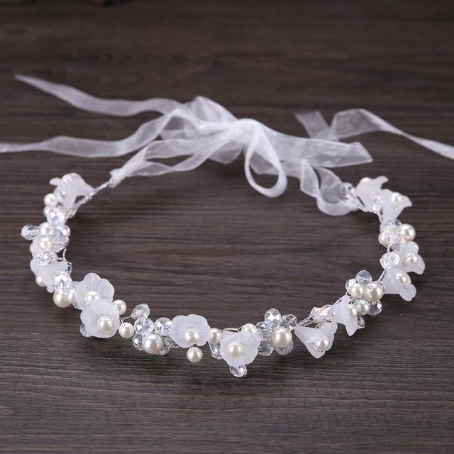 Crystal Rhinestone Satin Ribbon Headband Wedding Accessories Wedding Accessories BlissGown Style 2 