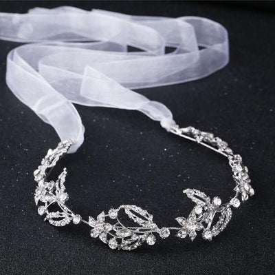 Crystal Rhinestone Satin Ribbon Headband Wedding Accessories Wedding Accessories BlissGown Style 7 