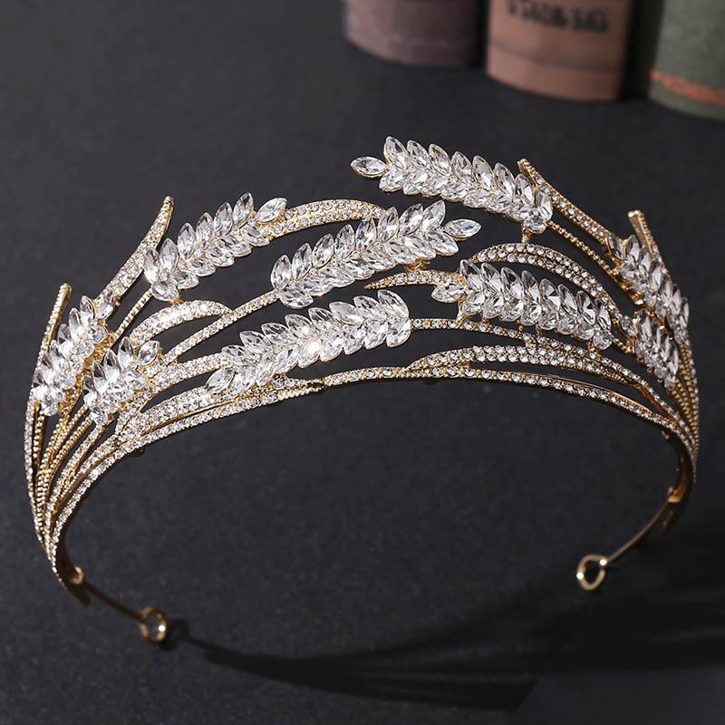 Crystal Wheat Shape Crown Rhinestone Wedding Hair Accessory Wedding Accessories BlissGown 