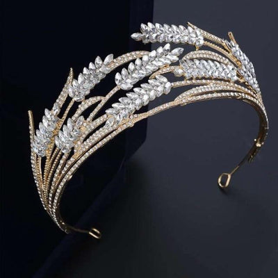 Crystal Wheat Shape Crown Rhinestone Wedding Hair Accessory Wedding Accessories BlissGown A1 