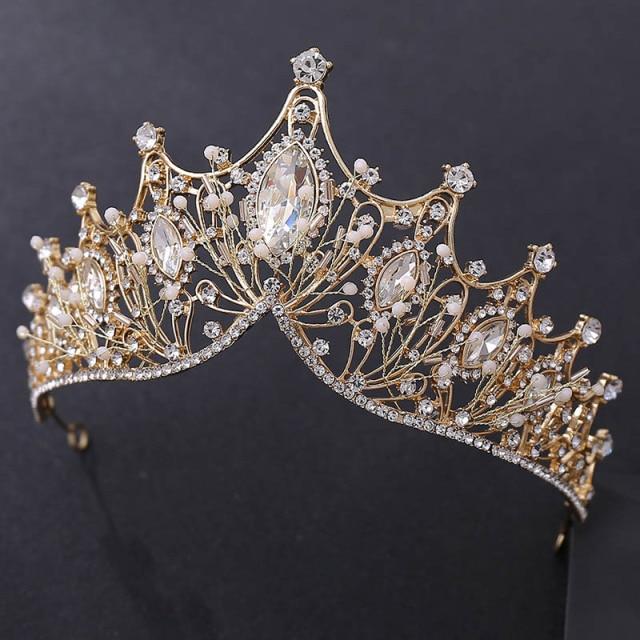 Crystal Wheat Shape Crown Rhinestone Wedding Hair Accessory Wedding Accessories BlissGown C5 