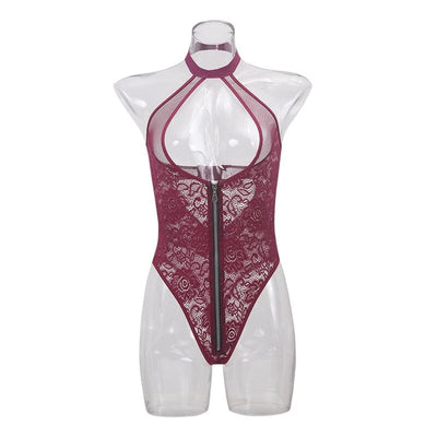 Deep-V Lingerie Bodysuit Halter Tops Sexy Mesh Accessories BlissGown 
