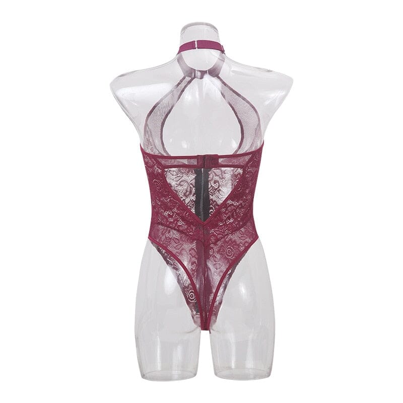 Deep-V Lingerie Bodysuit Halter Tops Sexy Mesh Accessories BlissGown 