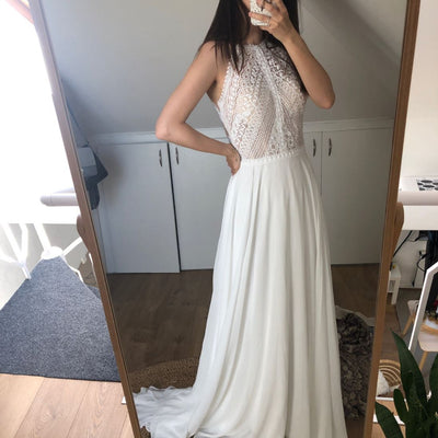 Bohemian Detachable Arm Bend Chiffon Wedding Dress