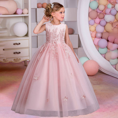 Elegant Bridesmaid Flower Princess Dress Special Occasion BlissGown Peach Pink 5 