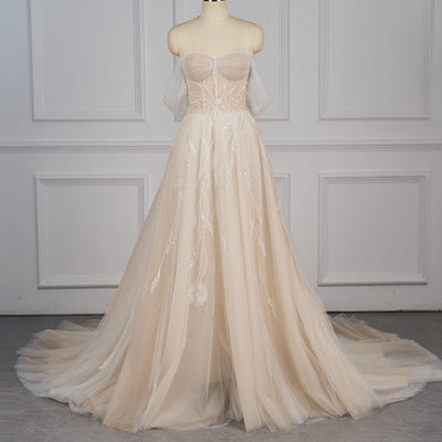 Elegant Crystal Beaded Bohemian Wedding Dress