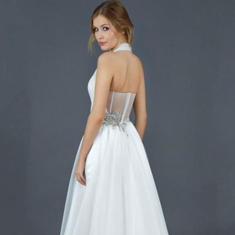 Elegant Halter Organza with Train Sexy Backless Jumpsuit Wedding Dress Beach Wedding Dresses BlissGown 
