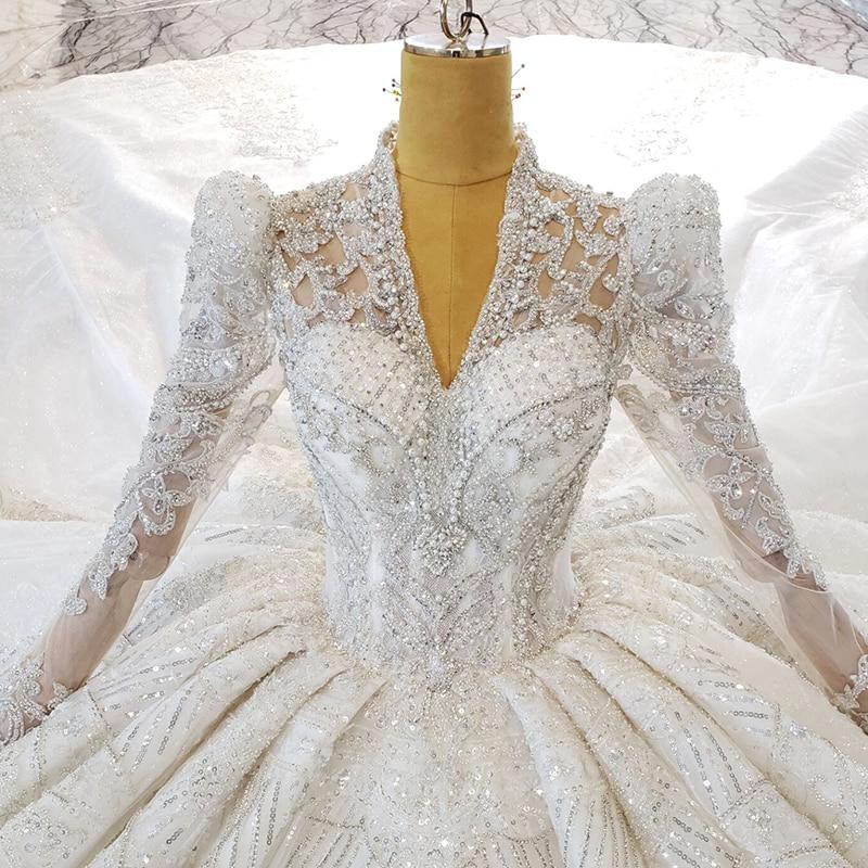 Elegant V Neck Long Sleeve Organza Luxury Wedding Dress Luxury Wedding Dresses BlissGown 