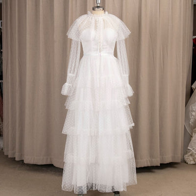 Empire Elegant Vintage High Neck Rustic Lace Wedding Dress Vintage Wedding Dresses BlissGown 