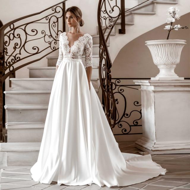 Empire Waistline Matte Satin Wedding Dress Romantic Wedding Dresses BlissGown Same as picture Custom Size 