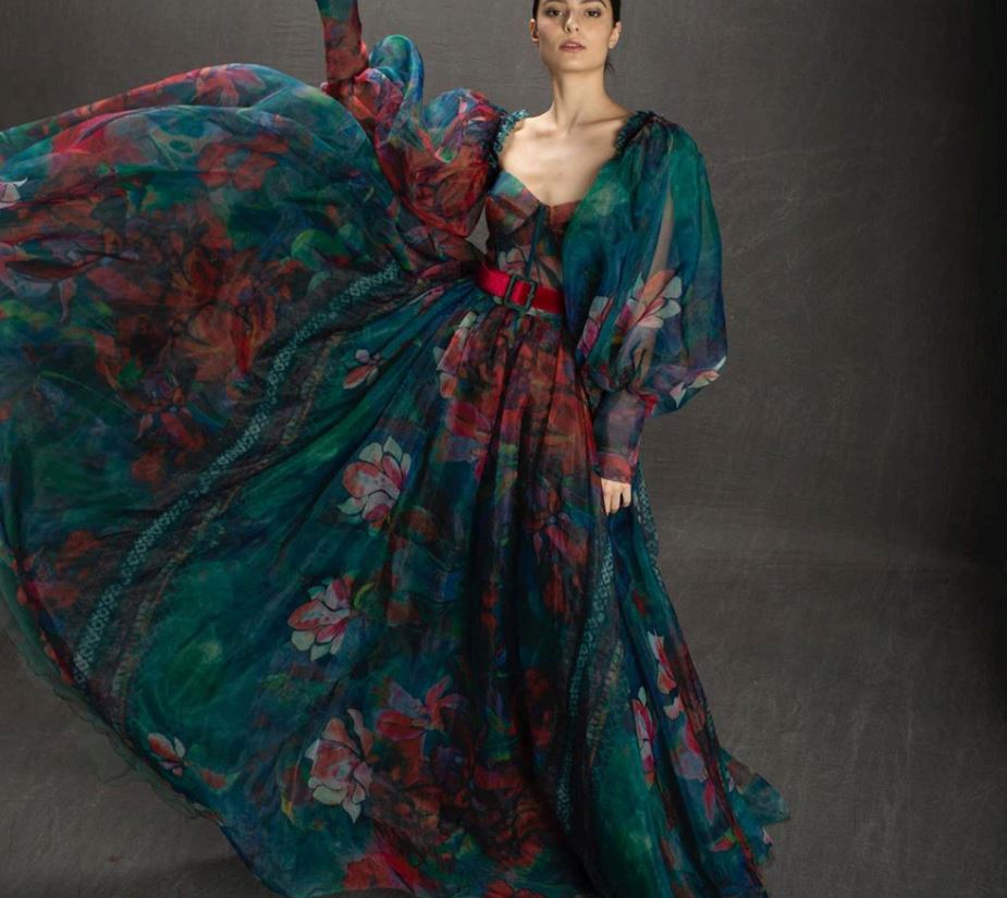 Floral Long Sleeves Autumn Fashion Evening Gown Evening & Formal Dresses BlissGown 