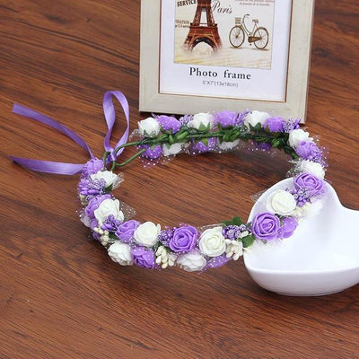 Flower Crown Headband Wedding Accessories Wedding Accessories BlissGown Lavender 