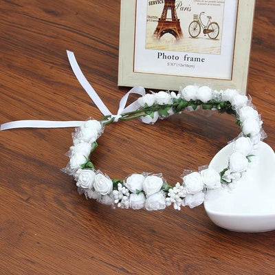 Flower Crown Headband Wedding Accessories Wedding Accessories BlissGown White 