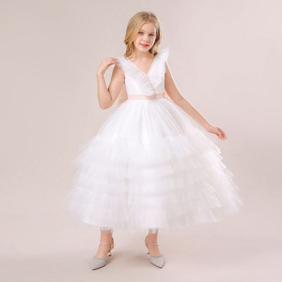 Flower Girls Bridesmaid Princess Dress Special Occasion BlissGown White 5 