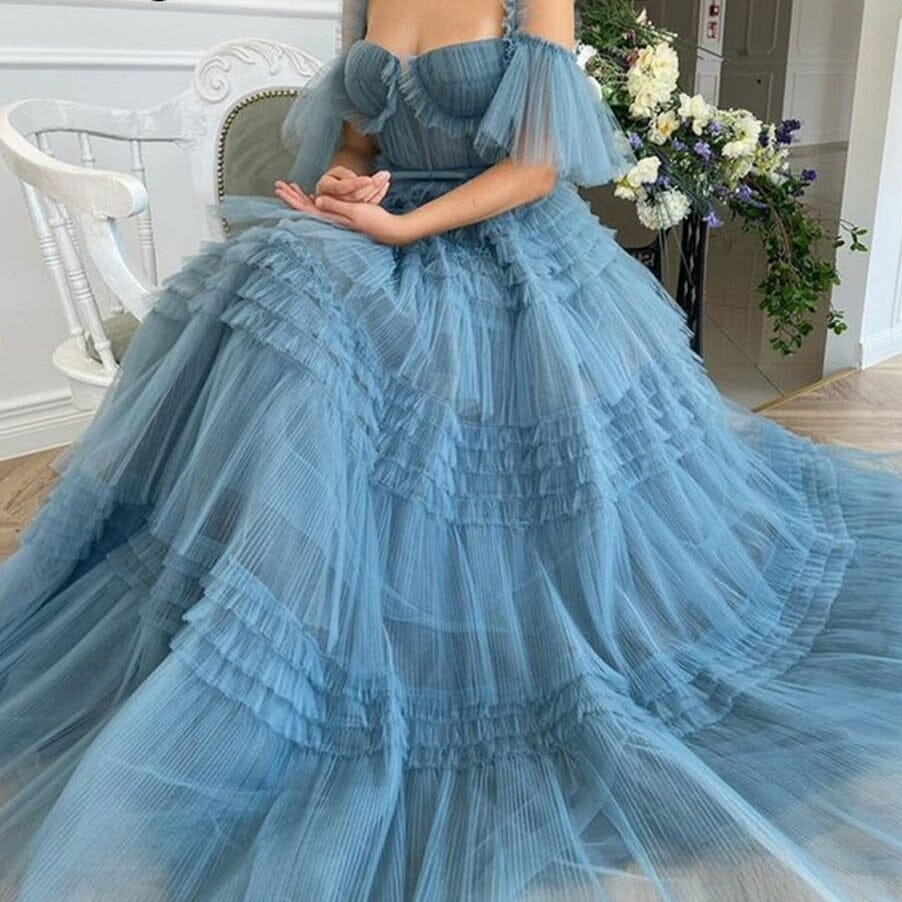Gorgeous Dusty Ruffled Tulle Evening Dress Evening & Formal Dresses BlissGown 