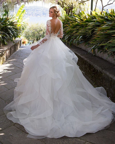 Gorgeous Scoop Long Sleeves Wedding Gown BlissGown 