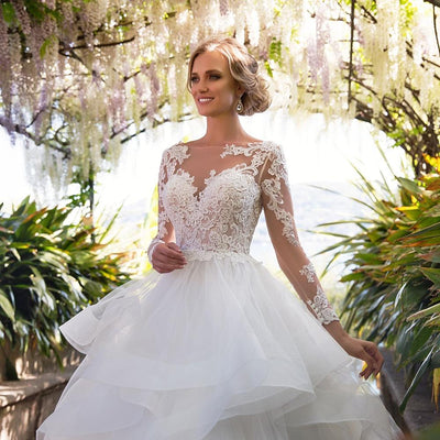 Gorgeous Scoop Long Sleeves Wedding Gown BlissGown 