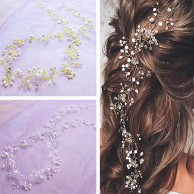 Hand-made Crystal Pearl Headband Wedding Accessories Wedding Accessories BlissGown 