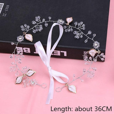 Hand-made Crystal Pearl Headband Wedding Accessories Wedding Accessories BlissGown XT08 36cm silver 