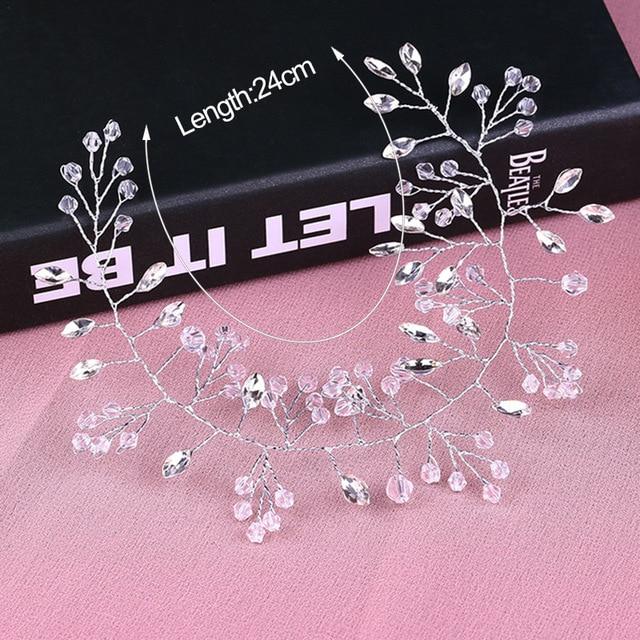 Hand-made Crystal Pearl Headband Wedding Accessories Wedding Accessories BlissGown XT30 24cm silver 