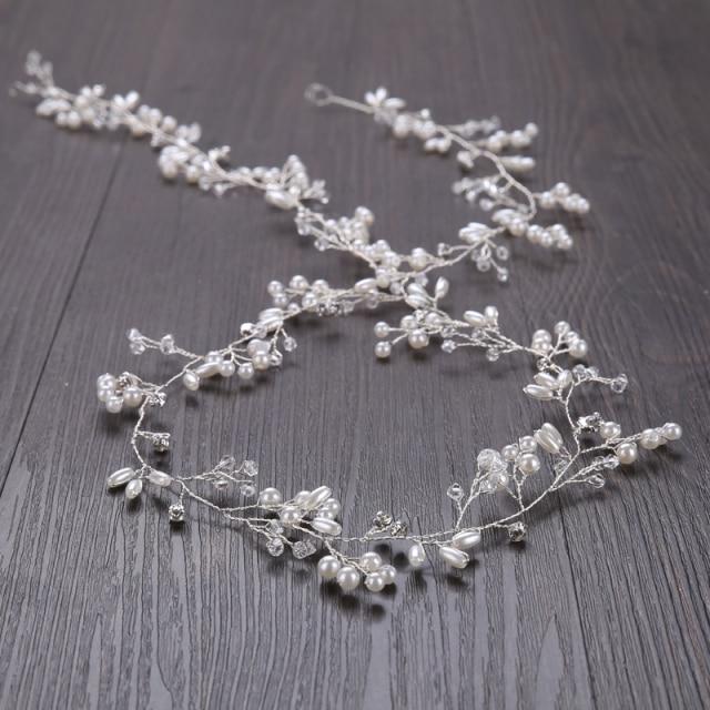 Handmade Hair Vine Wedding Accessories Wedding Accessories BlissGown Silver 100cm 