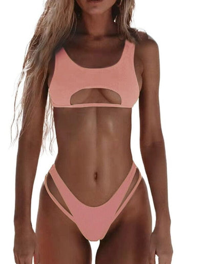 High Cut Micro Stylish Beach Outfits 2 Pieces Accessories BlissGown Light Pink S 