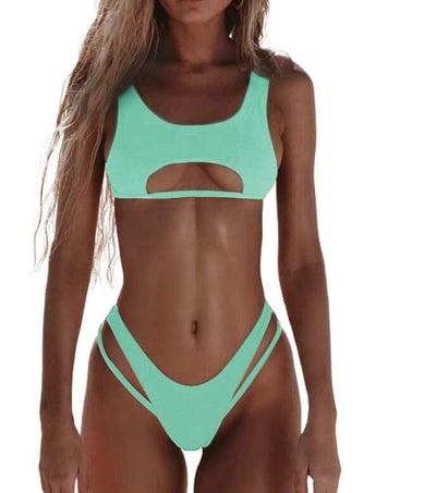 High Cut Micro Stylish Beach Outfits 2 Pieces Accessories BlissGown Mint S 
