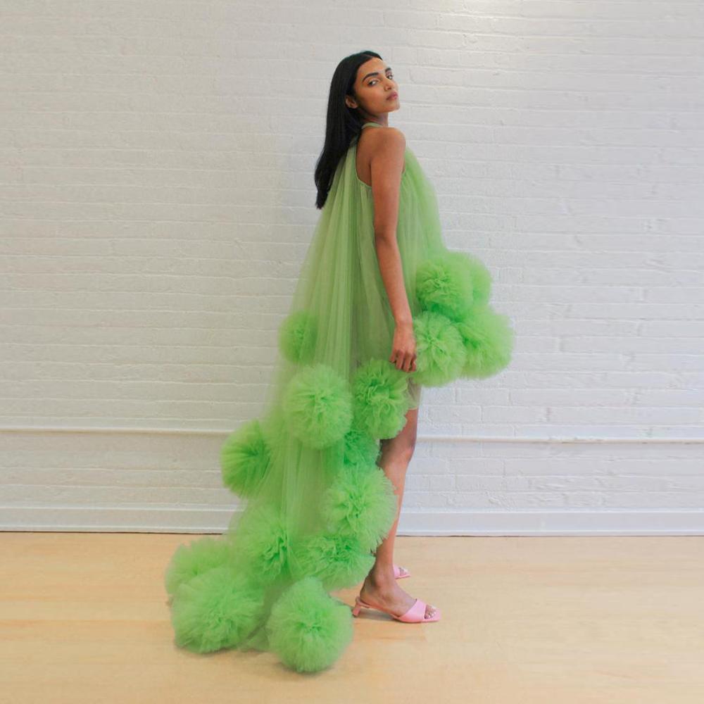 High Street Green Floral Tulle Sexy Halter Dress Wedding Accessories BlissGown 