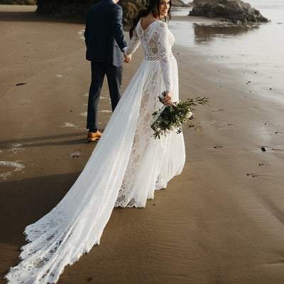 Hippie Boho Chiffon Beach Wedding Dress Boho Wedding Dresses BlissGown 