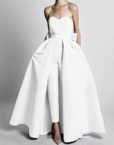 Jumpsuits Detachable Skirt Strapless Wedding Dress Beach Wedding Dresses BlissGown 