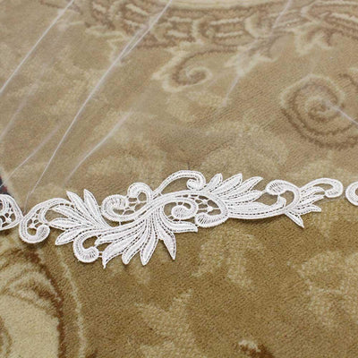 Lace Appliques Elegant Ivory Wedding Veil 3 Meters Cathedral Bridal Veil with Comb Wedding Accessories BlissGown 