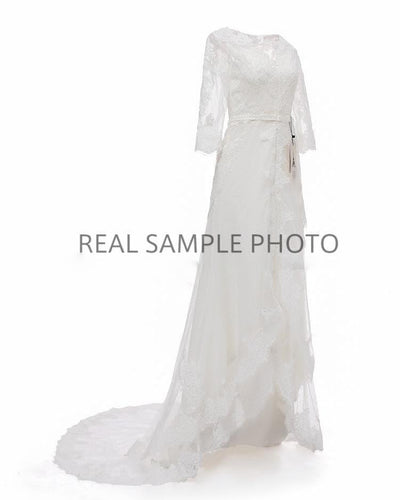 Lace Bohemian Godness Mermaid Sweep Train Wedding Dress Boho Wedding Dresses BlissGown 