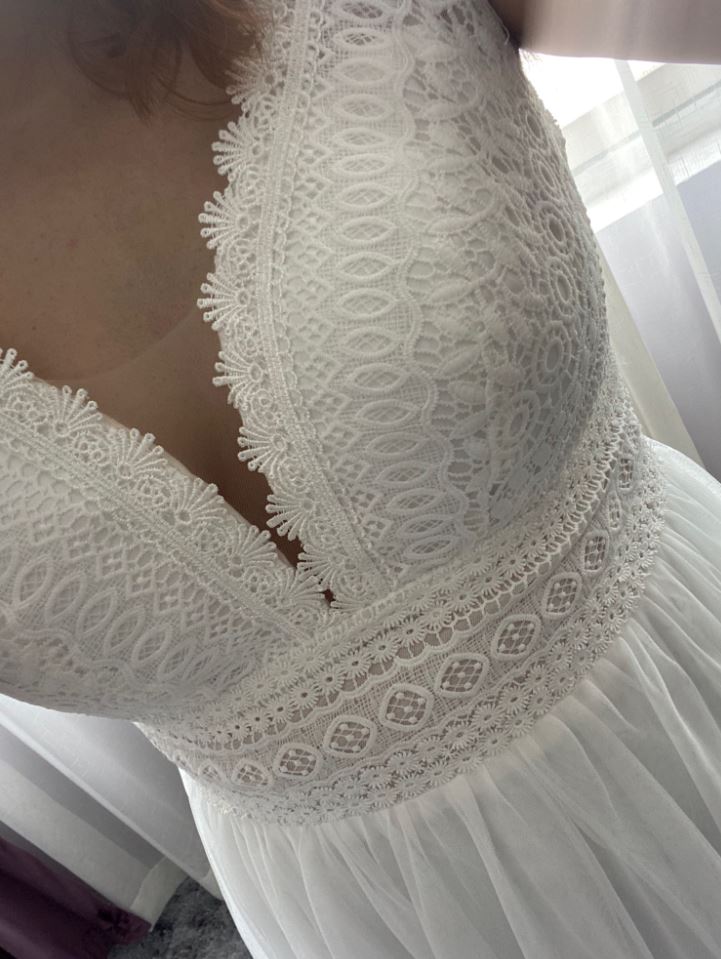Lace Floor length Sleeveless Bridal Gown Boho Wedding Dresses BlissGown 