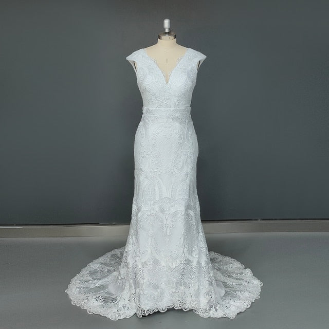 Lace Sheath Boho Bohemian Wedding Bride Dress Boho Wedding Dresses BlissGown Off White Custom Size 