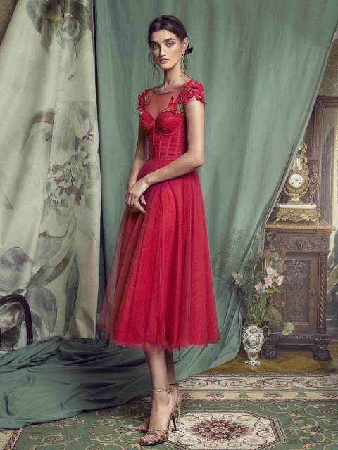 Lace-up Back Robe Lace A line Evening Dresses Evening Dresses BlissGown Red 20W 