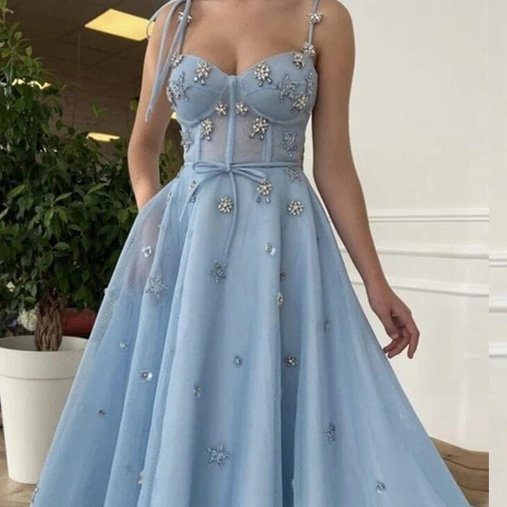 Light Blue Tulle A Line Sweetheart Prom Dress Sexy Prom Dresses BlissGown same as picture 2 