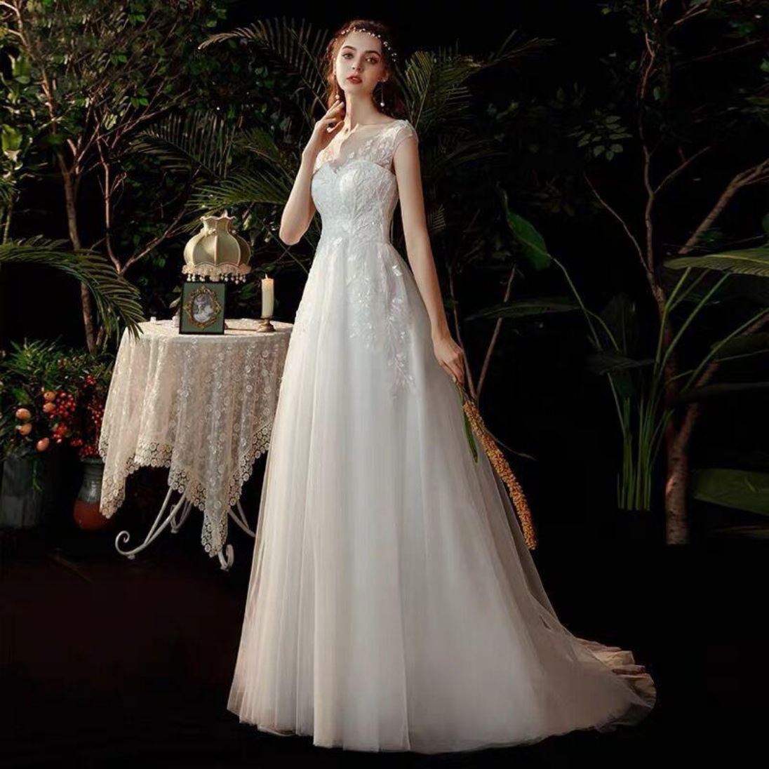 Long Bohemian Evening Bridal Gown Boho Wedding Dresses BlissGown 