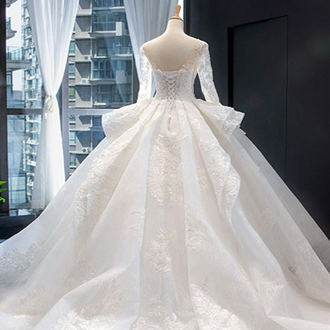 Long Sleeve Beading Appliques Lace Gorgeous Wedding Dress Classic Wedding Dresses BlissGown 