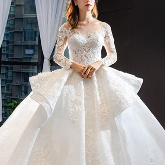 Long Sleeve Beading Appliques Lace Gorgeous Wedding Dress Classic Wedding Dresses BlissGown 