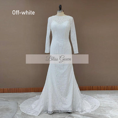 Long Sleeves Boho Backless Rustic Bridal Wedding Dress Boho Wedding Dresses BlissGown off white 12 