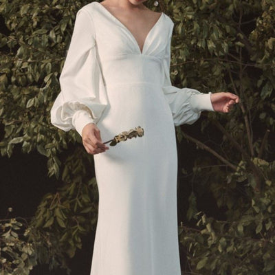 Long Sleeves Empire New Wedding Dress Vintage Wedding Dresses BlissGown 