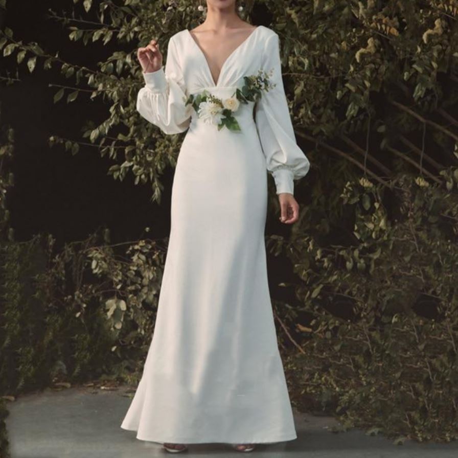 Long Sleeves Empire New Wedding Dress Vintage Wedding Dresses BlissGown Off-white 10 