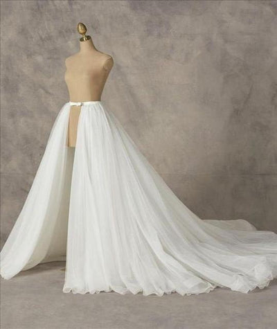 Long Tulle Detachable Overlay Wedding Skirt Wedding Accessories BlissGown White 4XL 