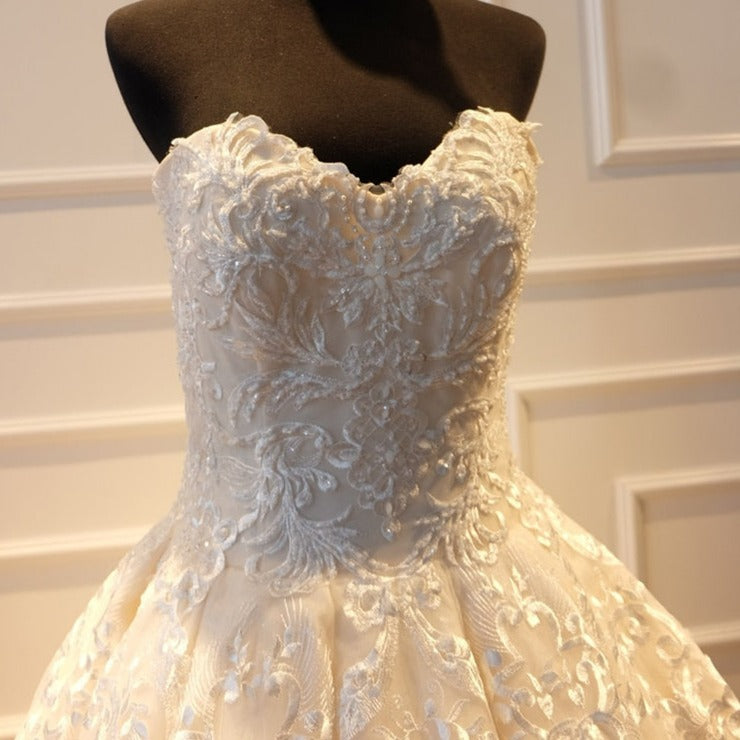 Luxury Appliques Beading Off Shoulder Princess Wedding Gown Luxury Wedding Dresses BlissGown 