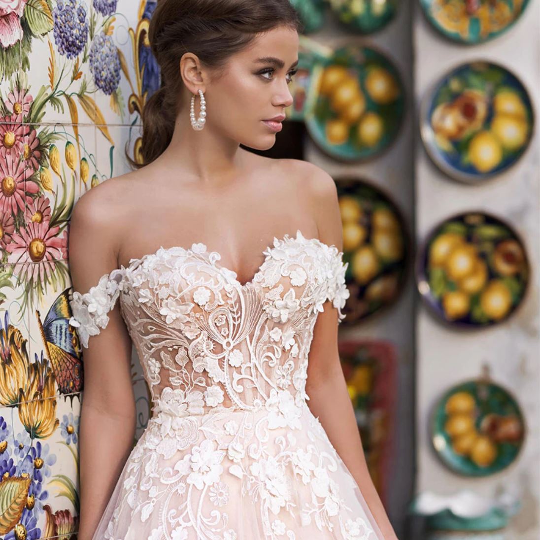 Luxury Appliques Off Shoulder Bridal Gown Luxury Wedding Dresses BlissGown 